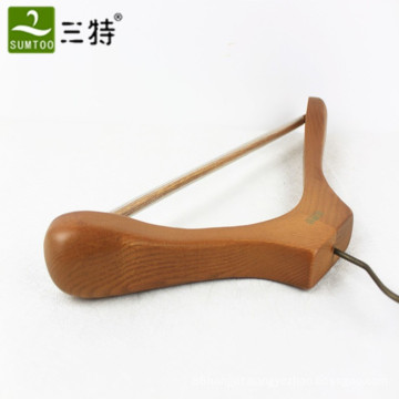 solid wood luxury clothing hanger with anti slip bar